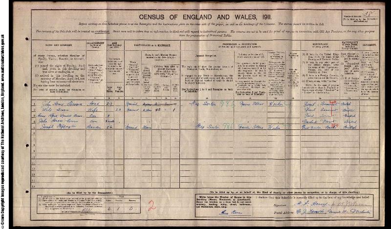 Rippington (Joseph 1855) 1911 Census